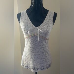 Suzy Shier Crochet Sleeveless Top Size Small